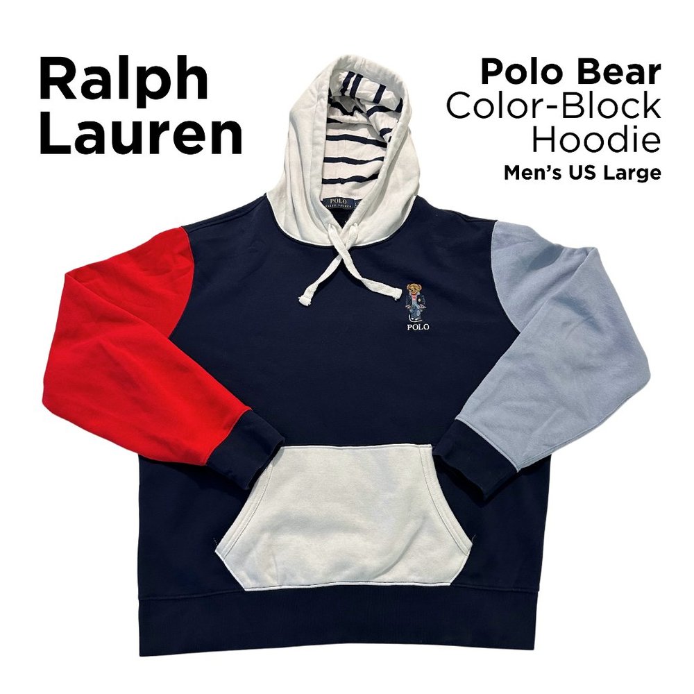 Ralph Lauren Polo | Polo Bear Color-Blocked Fleece Hoodie | Men's US Large